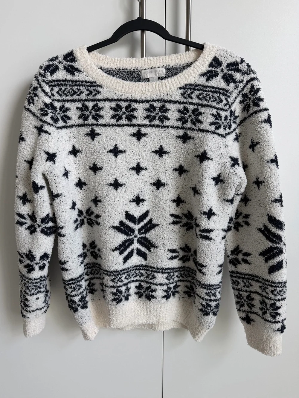 Barefoot Dreams CozyChic Lite Seaside Sweater Fair Isle Chenille Medium